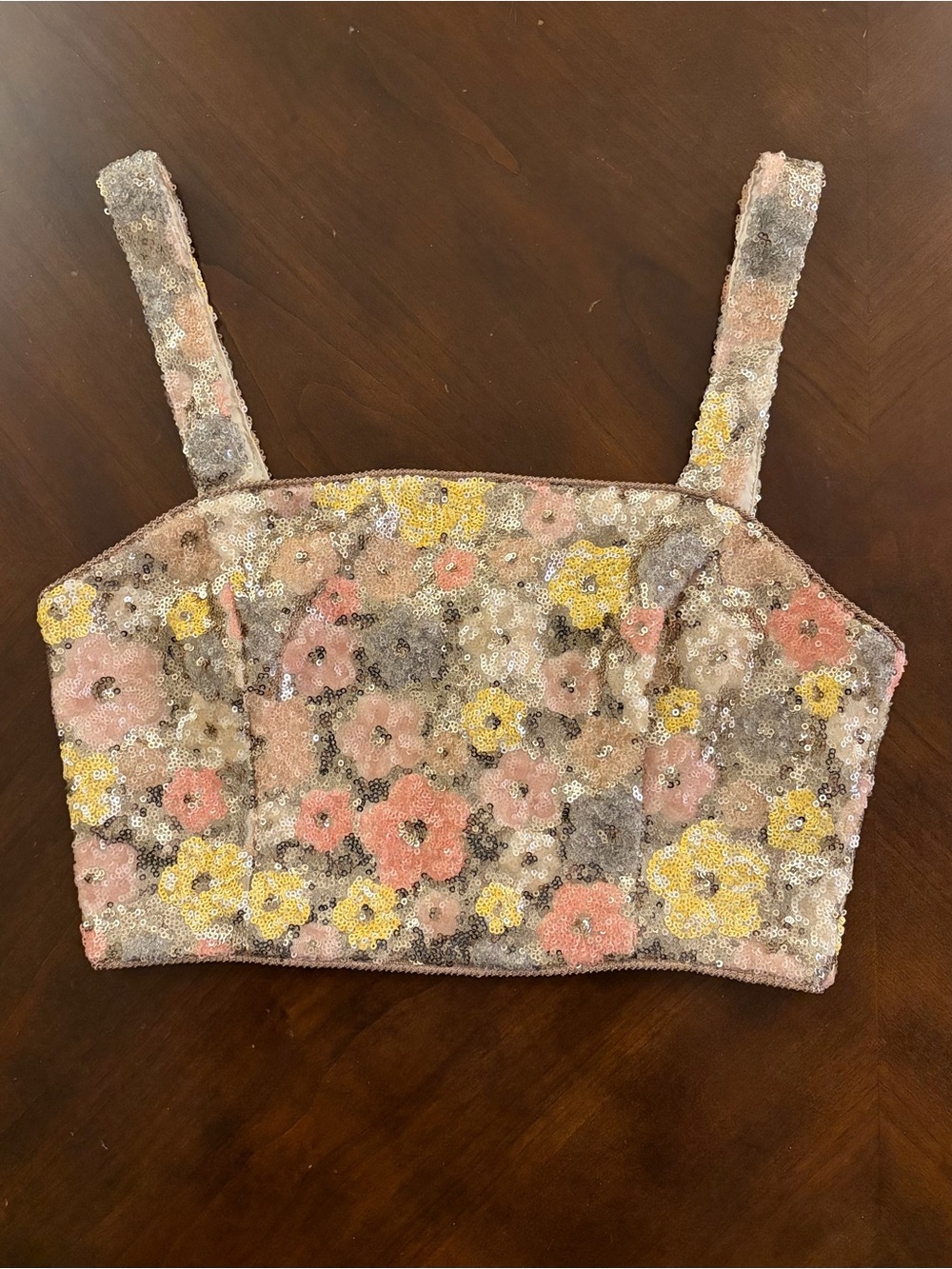 Altar’d State NWT Floral Sequin Crop Top Bustier Tank Size Small - Picture 9 of 10